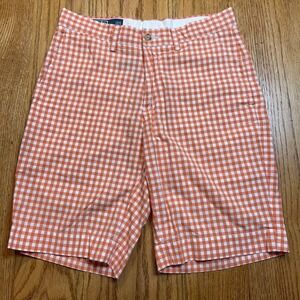 Polo‎ Ralph Lauren Suffield Shorts Men's 29 Orange Gingham Check Plaid Vintage
